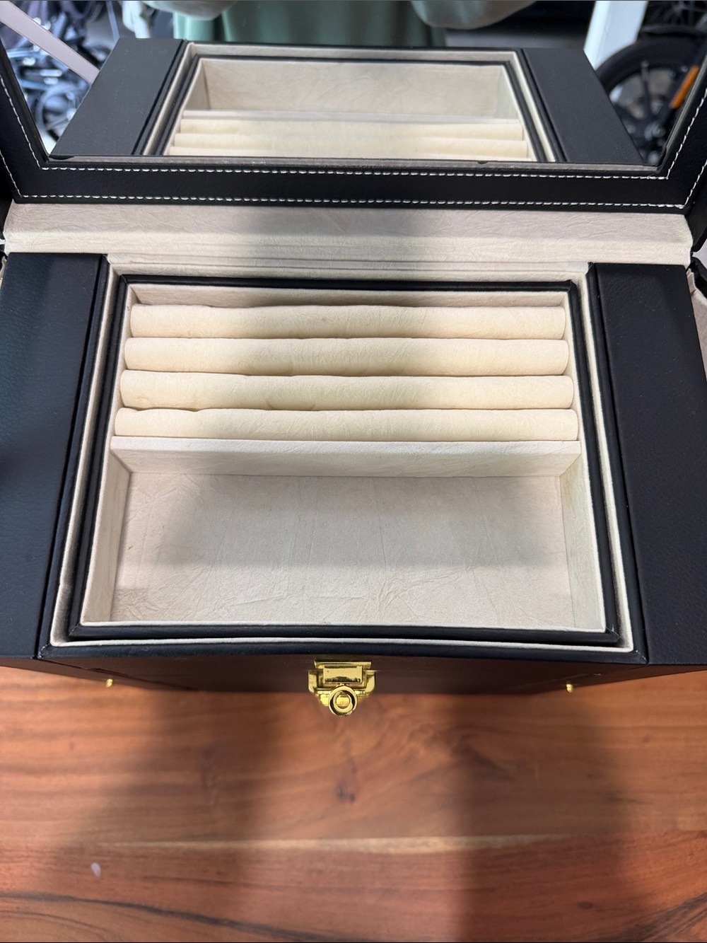 Black Jewelry Storage Chest with Gold Hardware Jewelry Box - Picture 7 of 16